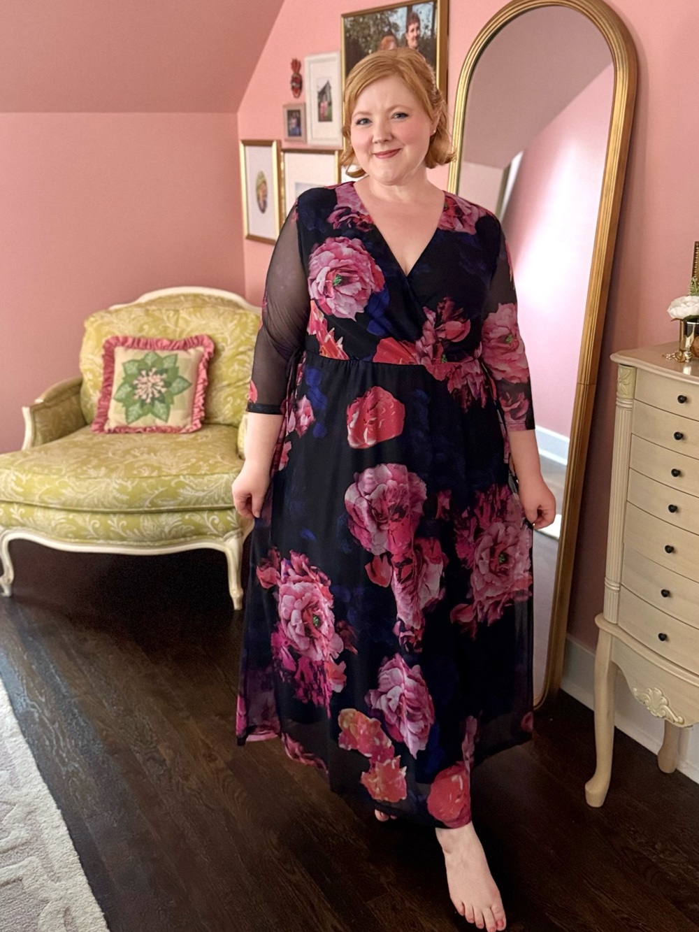 Ulla Popken Floral Mesh Dress